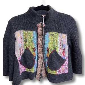 Free people cropped patchwork sweater